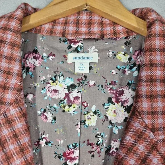 Sundance Blazer Womens XL The Lisa Wool Jacket Pink Plaid Academia Preppy Office - Picture 4 of 11